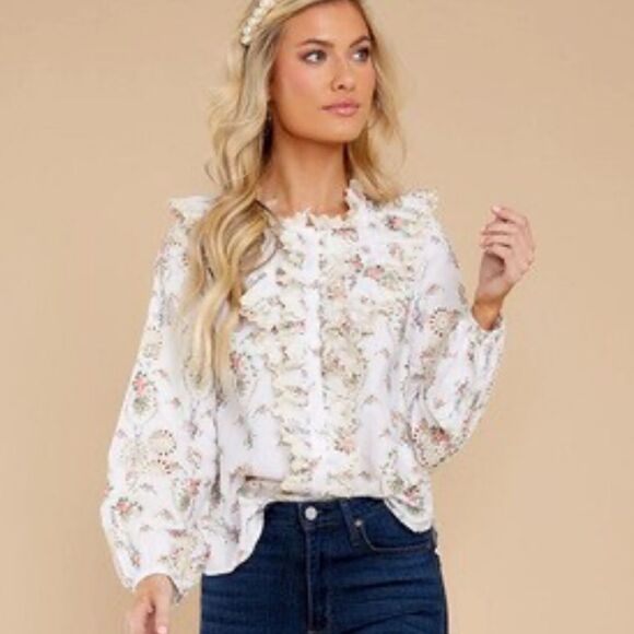 Loveshackfancy Bloomfield Floral Print Blouse Size M - Picture 6 of 15